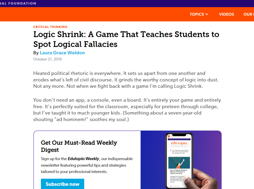  Logic Shrink: un gioco che insegna agli studenti a individuare le fallacie logiche